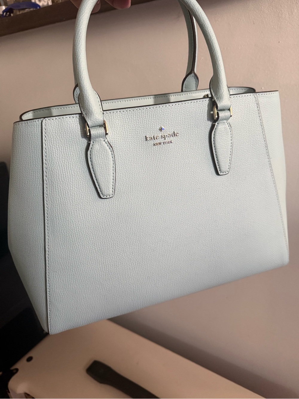 kate spade Pale Blue Leather Satchel with Gold Hardware